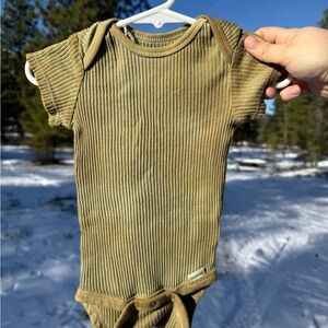 Naturally dyed Indigo and Marigold Olive Ribbed Bodysuit